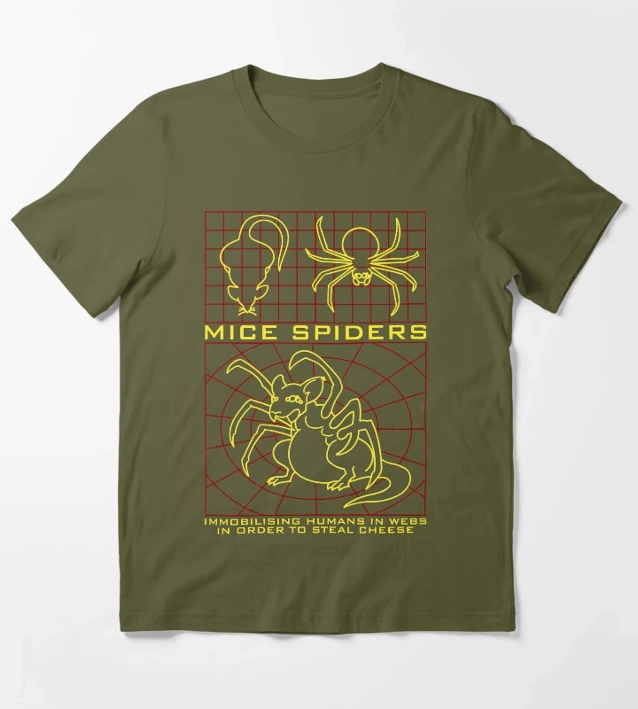 Daisys Mice Spiders T-Shirt Olive Green