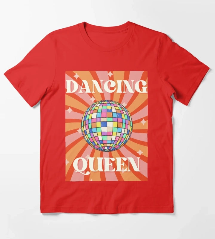 Dancing Queen Retro Disco Ball For Retro Disco lovers And 70s Groovy As A Retro Disco T-Shirt Red