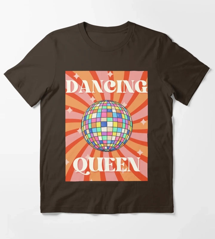 Dancing Queen Retro Disco Ball For Retro Disco lovers And 70s Groovy As A Retro Disco T-Shirt Brown
