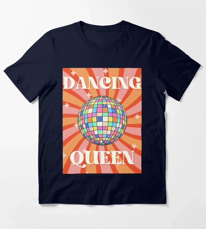 Dancing Queen Retro Disco Ball For Retro Disco lovers And 70s Groovy As A Retro Disco T-Shirt Navy