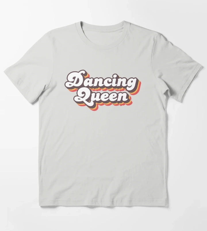 Dancing Queen Vintage 1970s Retro Disco T-Shirt Light Grey