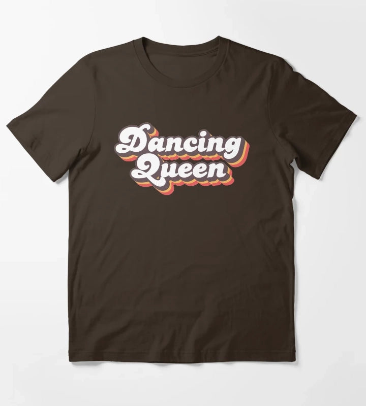 Dancing Queen Vintage 1970s Retro Disco T-Shirt Brown