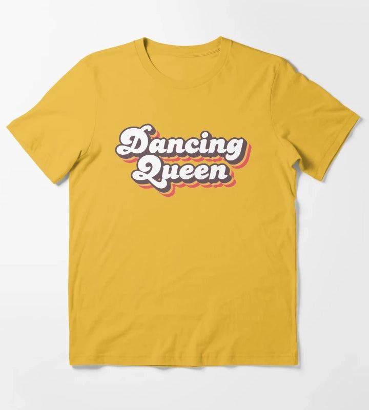 Dancing Queen Vintage 1970s Retro Disco T-Shirt Yellow