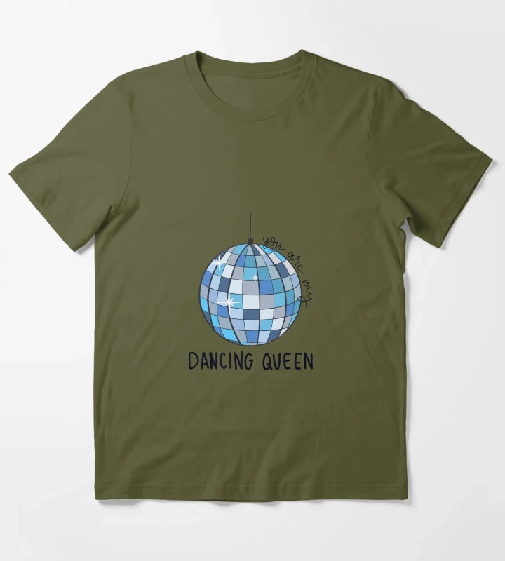 Dancing Queen disco ball T-Shirt Olive Green