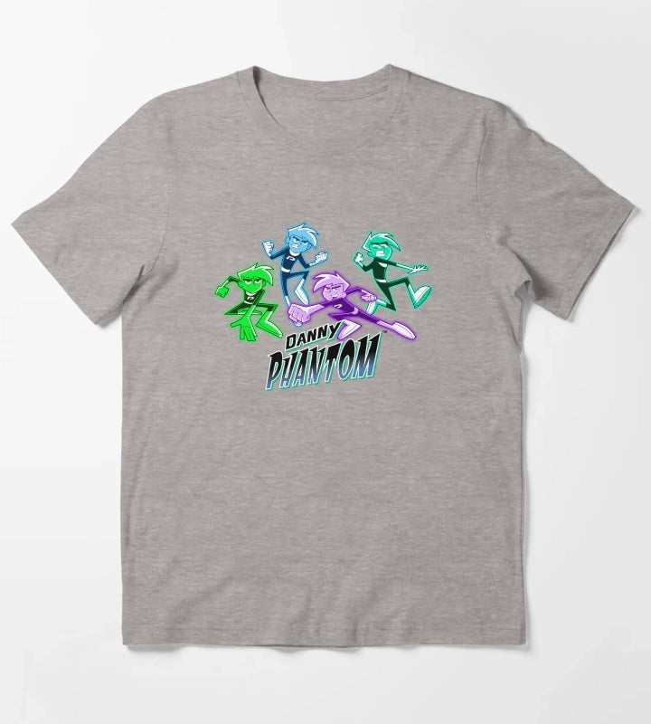 Danny Phantom Ghost Hunting Superhero Action Shot T-Shirt Heather Grey