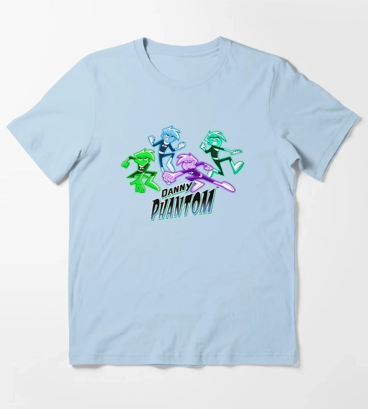 Danny Phantom Ghost Hunting Superhero Action Shot T-Shirt Sky Blue