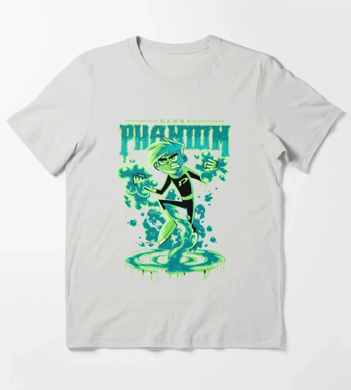 Danny Phantom Ghost Hunting Superhero Power Up T-Shirt Light Grey