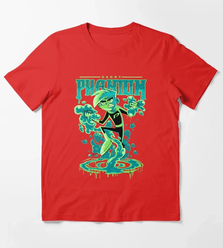 Danny Phantom Ghost Hunting Superhero Power Up T-Shirt Red