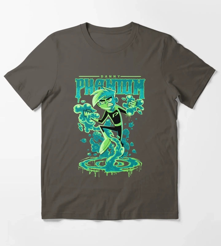 Danny Phantom Ghost Hunting Superhero Power Up T-Shirt Dark Grey