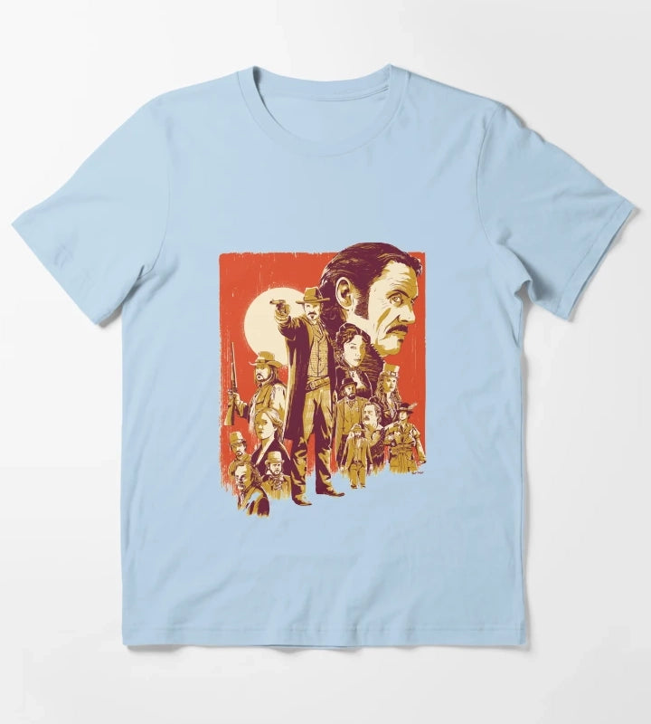 Day Gift Deadwood Hbo Series Artwork Halloween T-Shirt Sky Blue