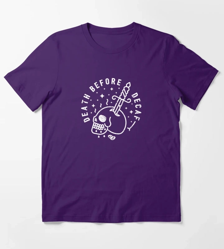Death Before Decaf T-Shirt Purple