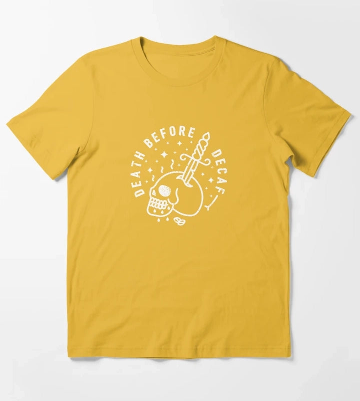 Death Before Decaf T-Shirt Yellow