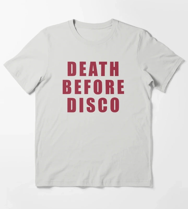 Death Before Disco Stripes T-Shirt Light Grey