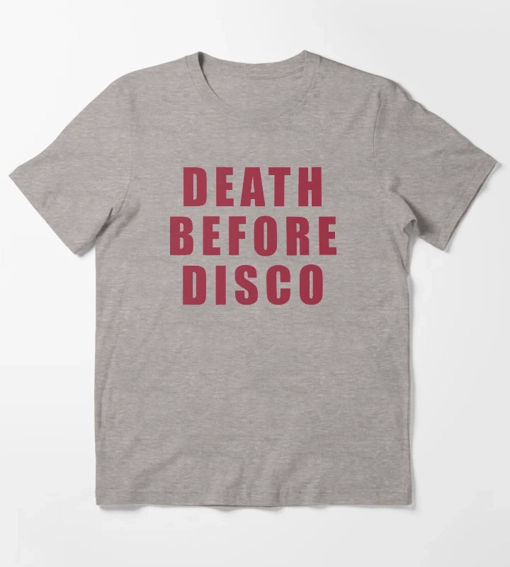 Death Before Disco Stripes T-Shirt Heather Grey