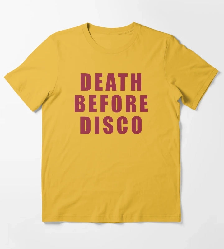 Death Before Disco Stripes T-Shirt Yellow