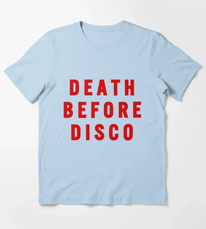 Death Before Disco Stripes movie sweater statement T-Shirt Sky Blue
