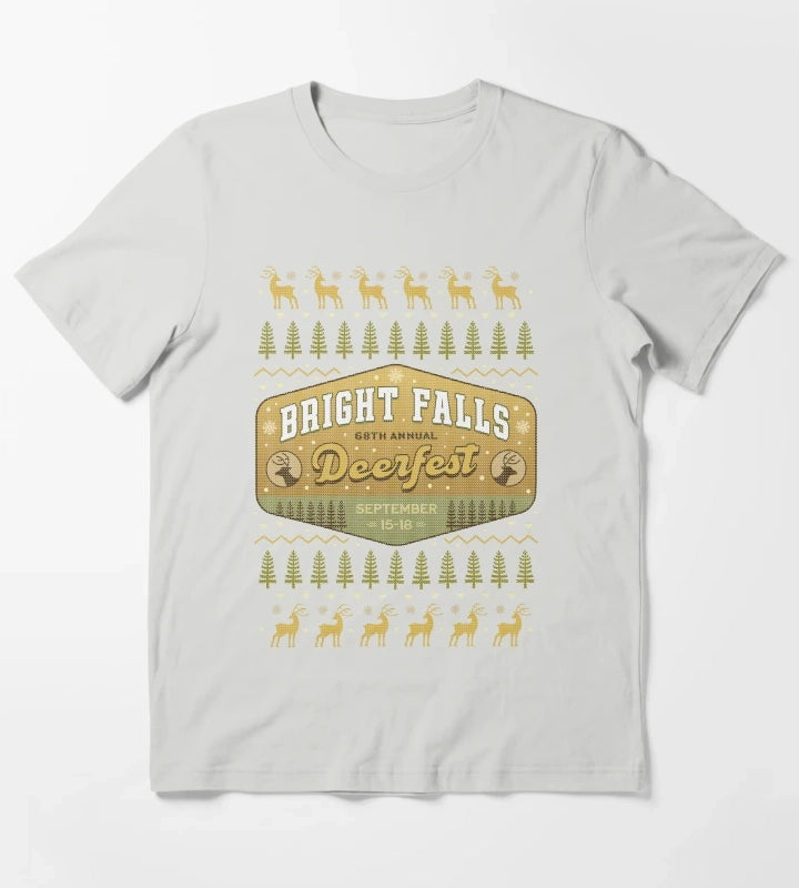 Deerfest Bright Falls Ugly Sweater T-Shirt Light Grey