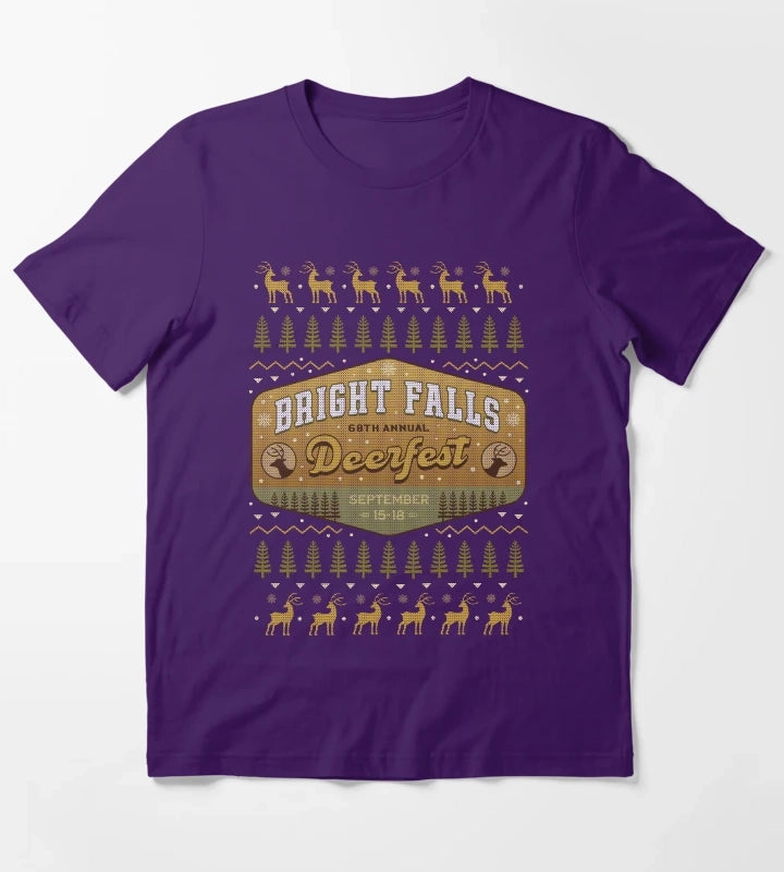 Deerfest Bright Falls Ugly Sweater T-Shirt Purple