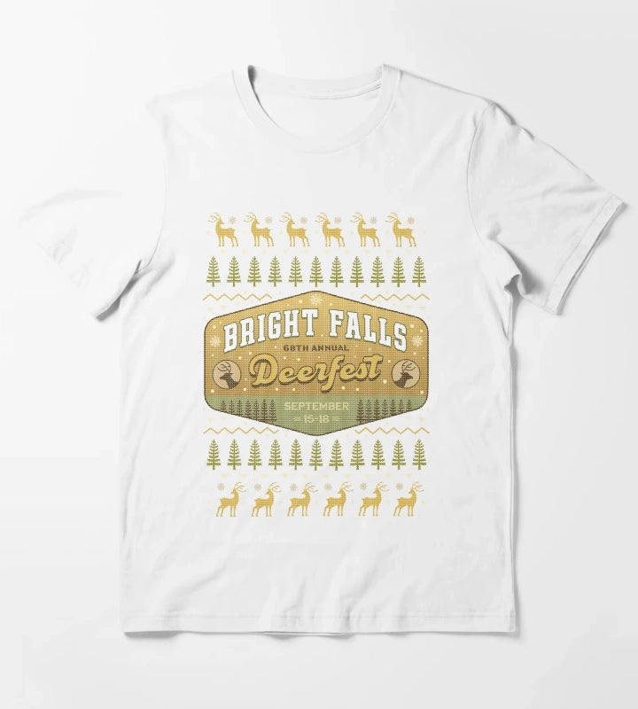Deerfest Bright Falls Ugly Sweater T-Shirt White