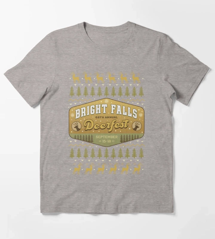 Deerfest Bright Falls Ugly Sweater T-Shirt Heather Grey