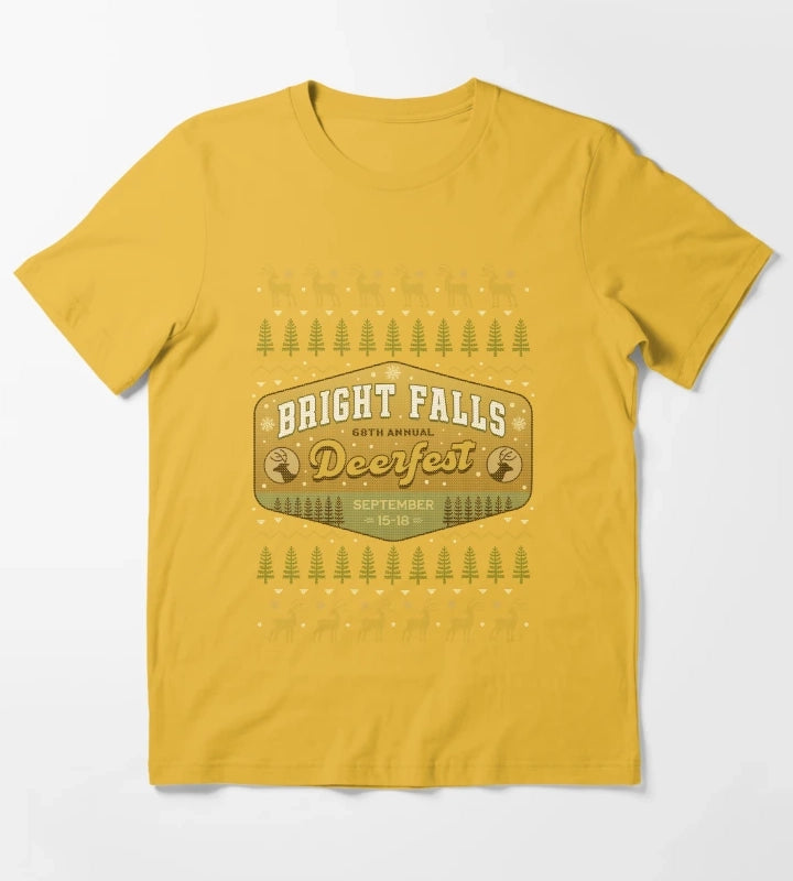 Deerfest Bright Falls Ugly Sweater T-Shirt Yellow