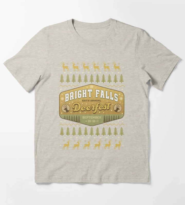 Deerfest Bright Falls Ugly Sweater T-Shirt Cream