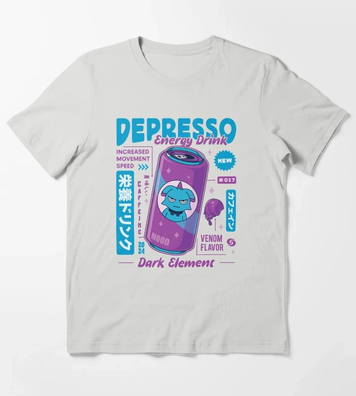 Depresso Energy Drink T-Shirt Light Grey