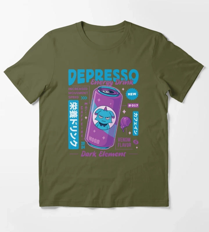 Depresso Energy Drink T-Shirt Olive Green