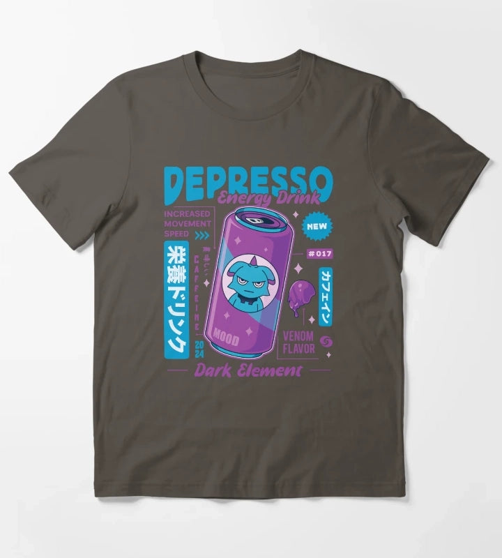 Depresso Energy Drink T-Shirt Dark Grey