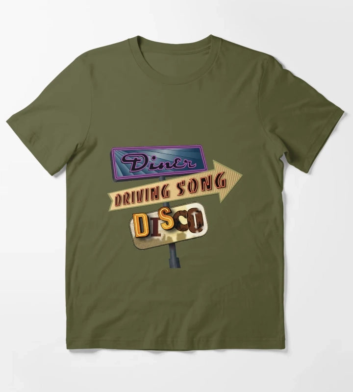 Diner Driving Song Disco T-Shirt Olive Green