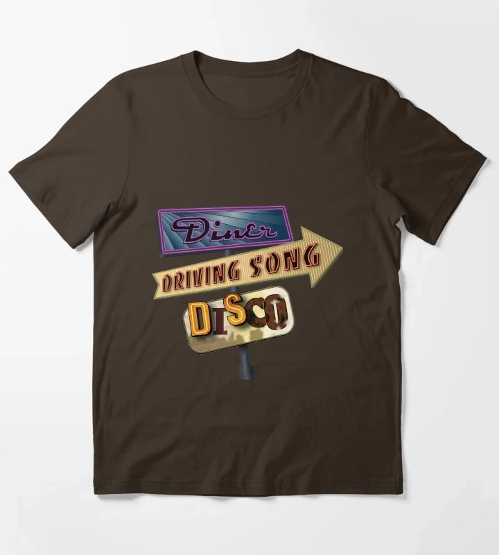 Diner Driving Song Disco T-Shirt Brown