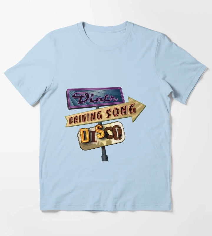 Diner Driving Song Disco T-Shirt Sky Blue