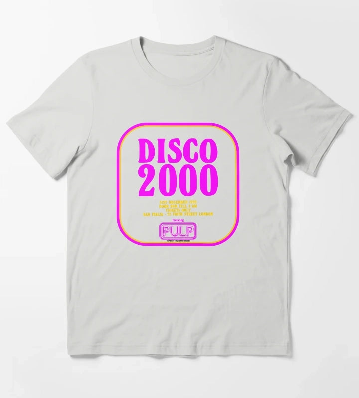 Disco 2000 Pulp Pink and Yellow T-Shirt Light Grey