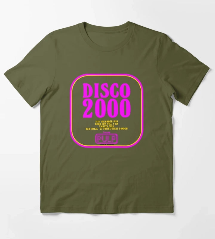 Disco 2000 Pulp Pink and Yellow T-Shirt Olive Green