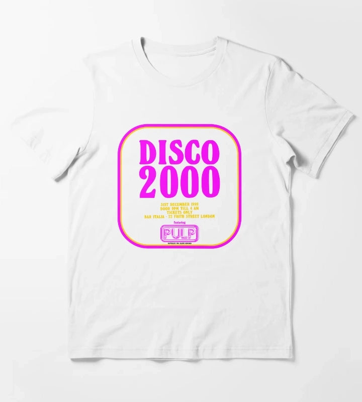 Disco 2000 Pulp Pink and Yellow T-Shirt White