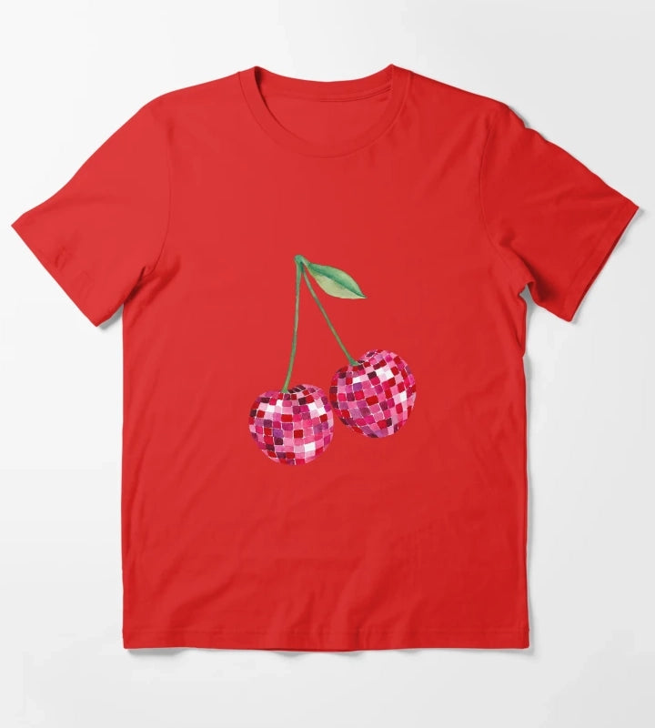 Disco Ball Cherries T-Shirt Red