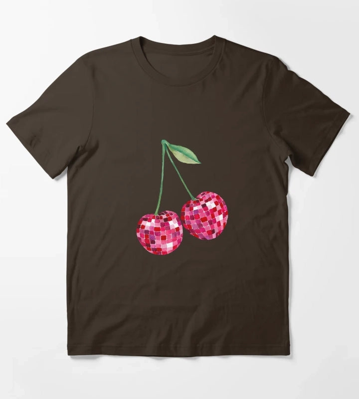 Disco Ball Cherries T-Shirt Brown