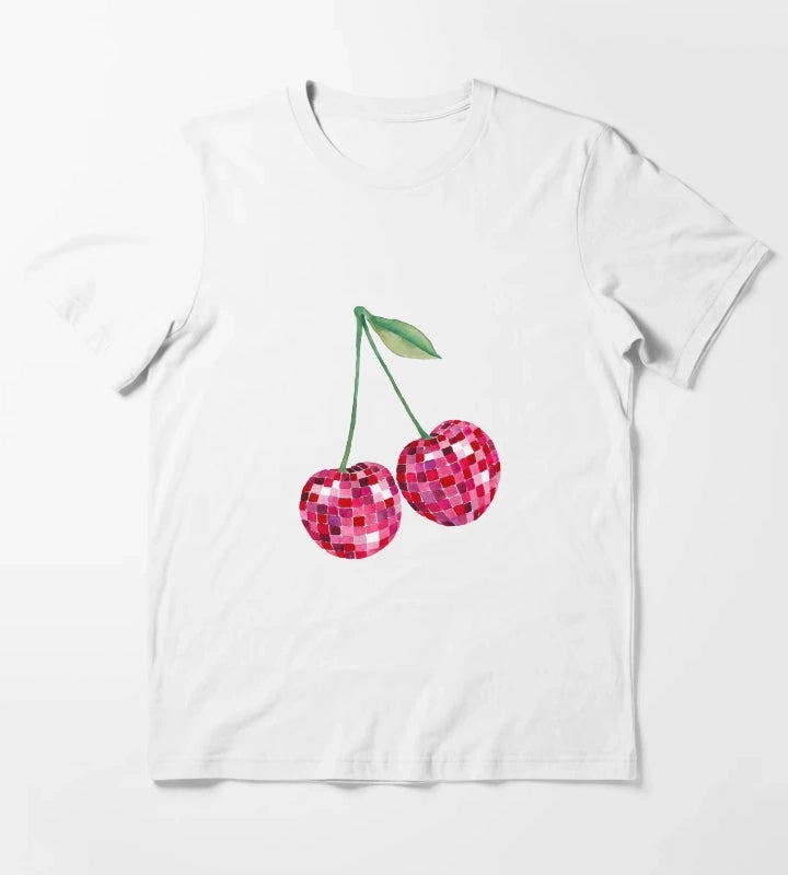 Disco Ball Cherries T-Shirt White