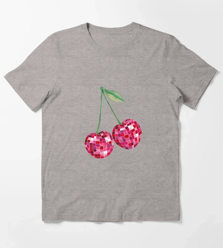 Disco Ball Cherries T-Shirt Heather Grey