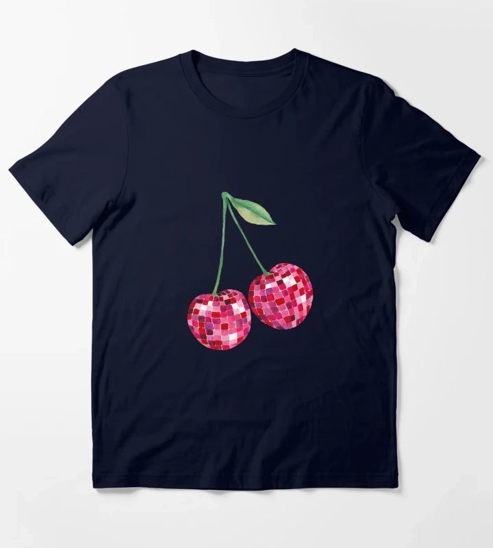 Disco Ball Cherries T-Shirt Navy