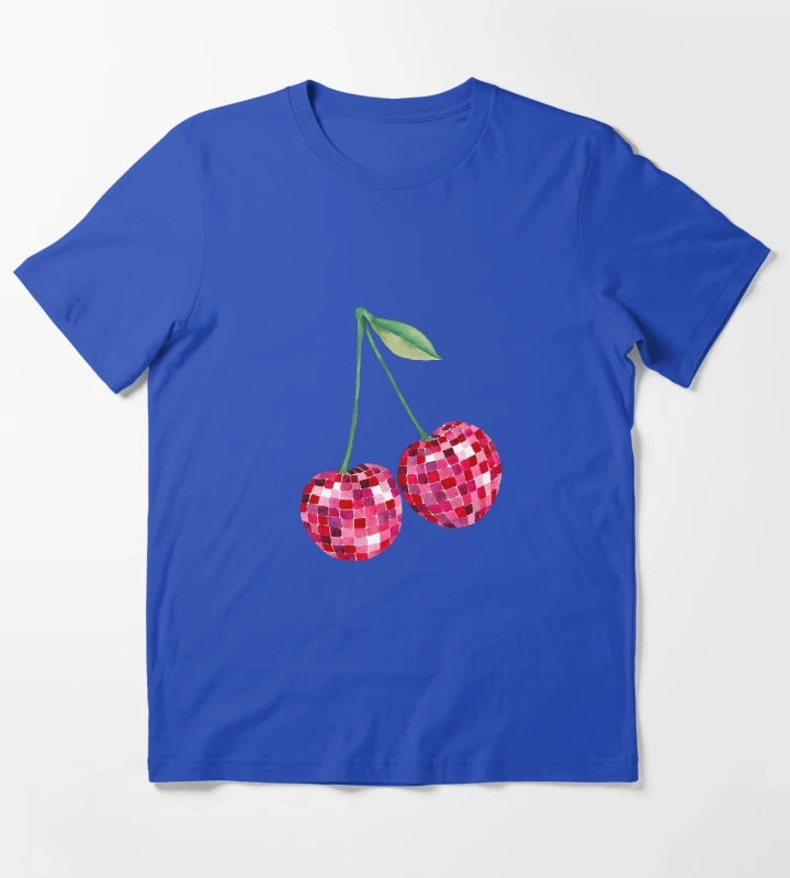 Disco Ball Cherries T-Shirt Blue