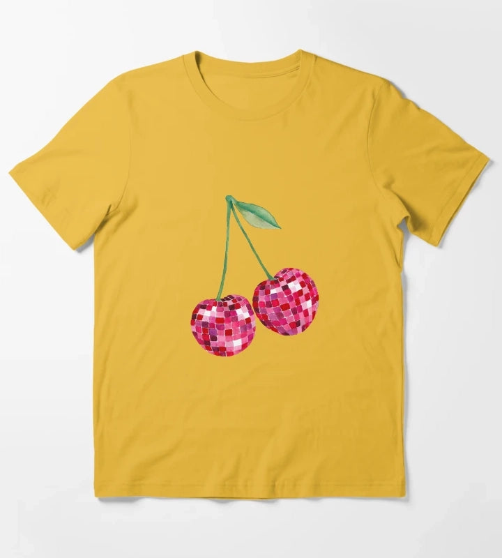 Disco Ball Cherries T-Shirt Yellow