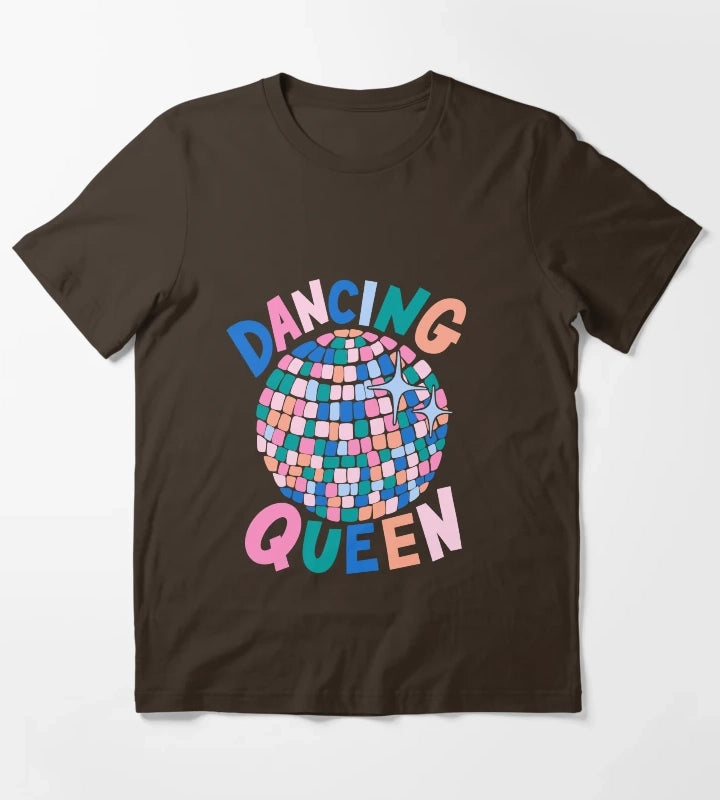 Disco Ball Dancing Queen T-Shirt Brown