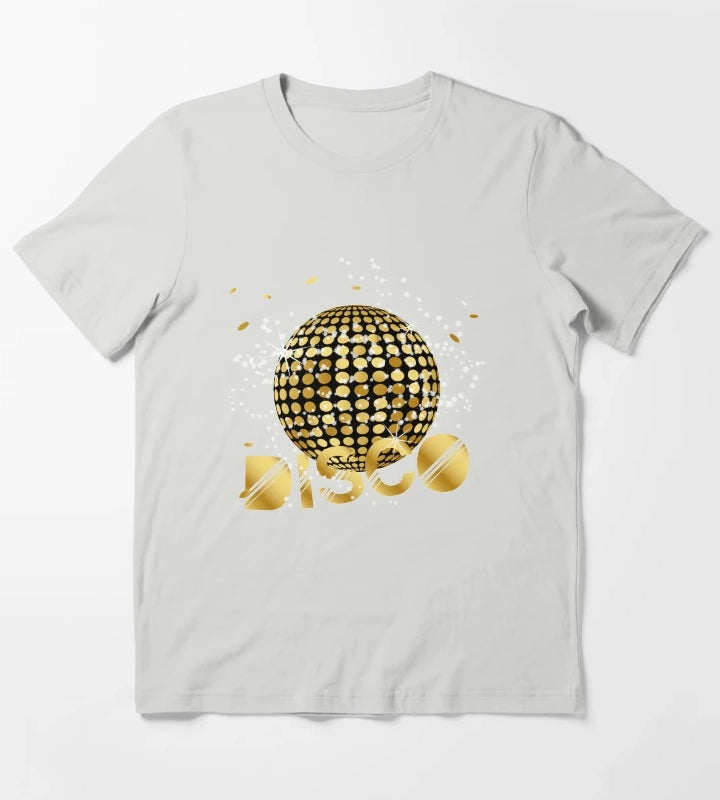 Disco Ball Disco Gold Gitzer T-Shirt Light Grey