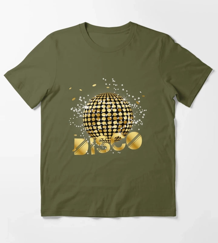 Disco Ball Disco Gold Gitzer T-Shirt Olive Green