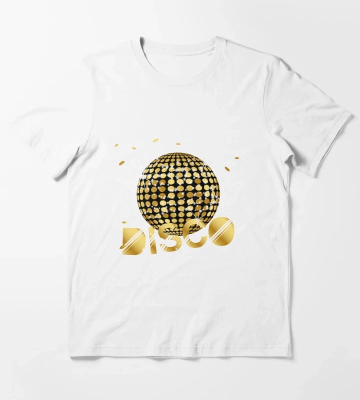Disco Ball Disco Gold Gitzer T-Shirt White