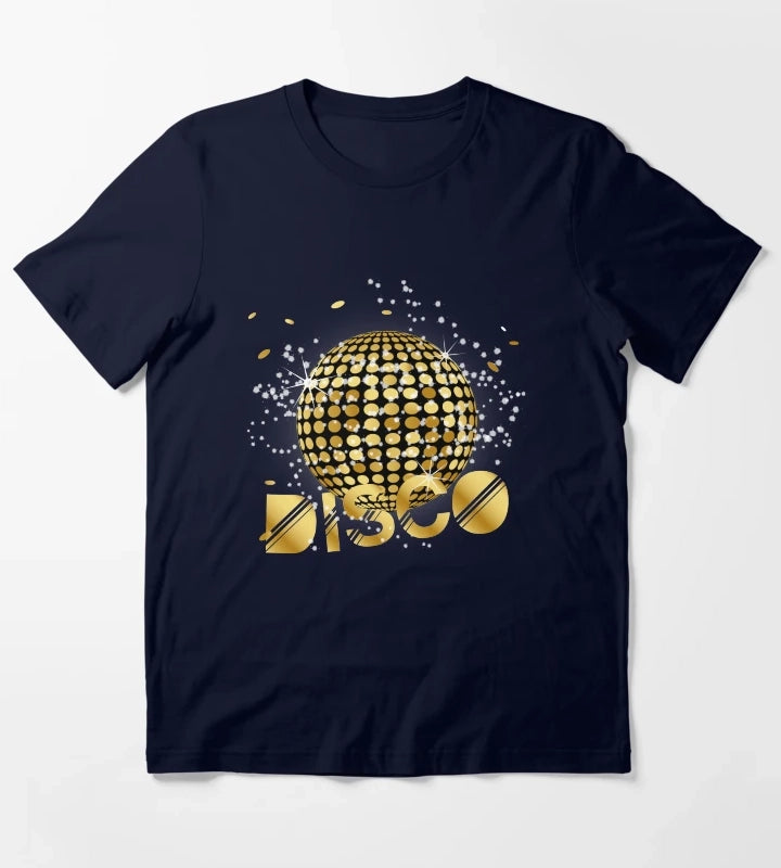Disco Ball Disco Gold Gitzer T-Shirt Navy