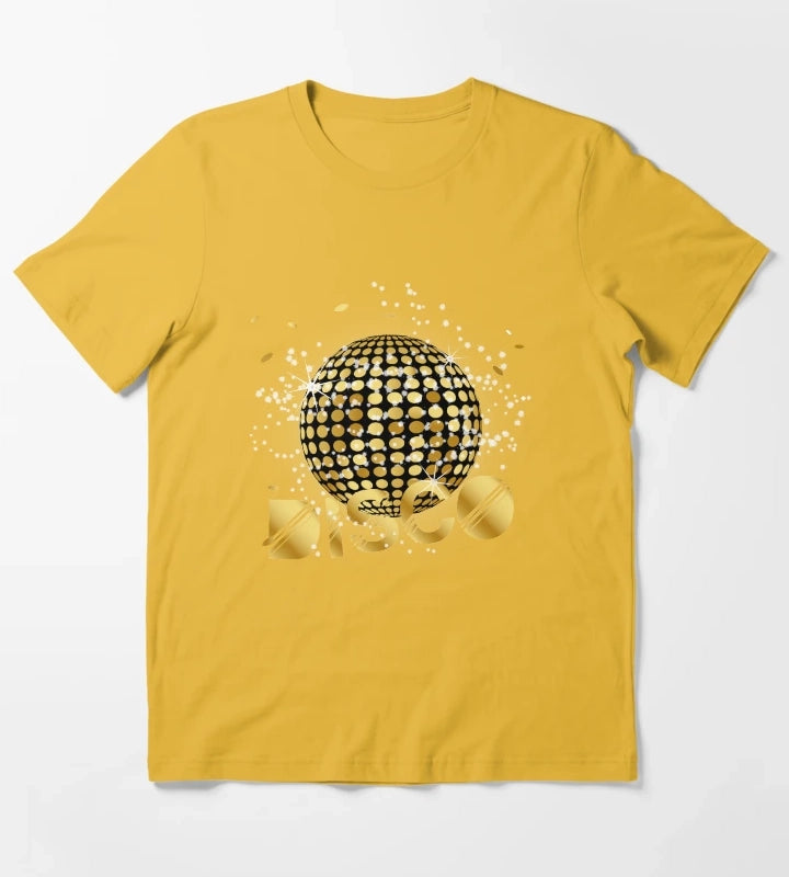 Disco Ball Disco Gold Gitzer T-Shirt Yellow