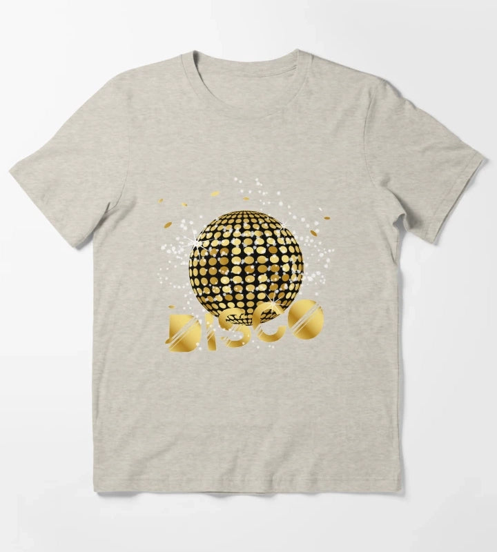 Disco Ball Disco Gold Gitzer T-Shirt Cream