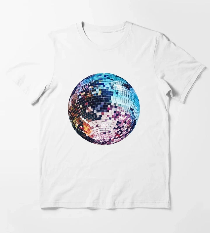 Disco Ball Mirrorball Colorful T-Shirt White
